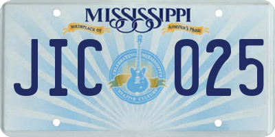 MS license plate JIC025