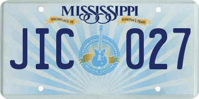 MS license plate JIC027