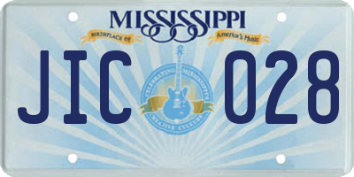 MS license plate JIC028