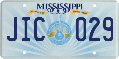 MS license plate JIC029