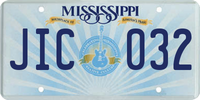 MS license plate JIC032