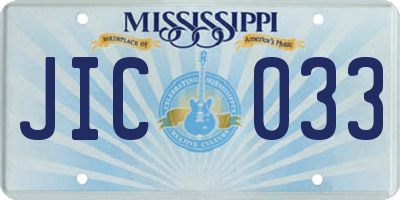 MS license plate JIC033