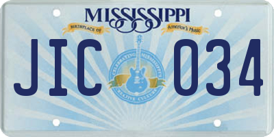 MS license plate JIC034