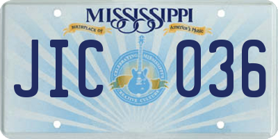 MS license plate JIC036