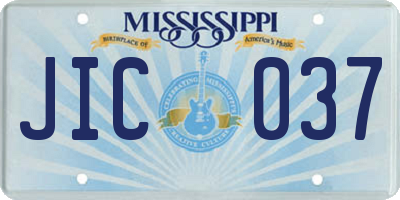MS license plate JIC037