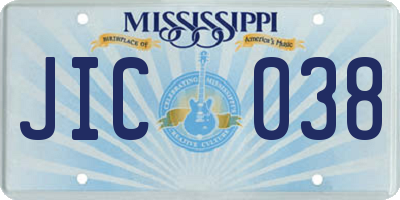 MS license plate JIC038
