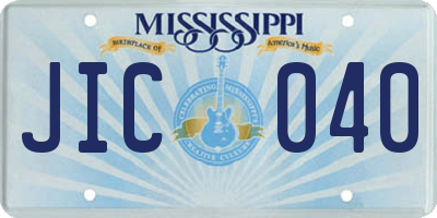 MS license plate JIC040