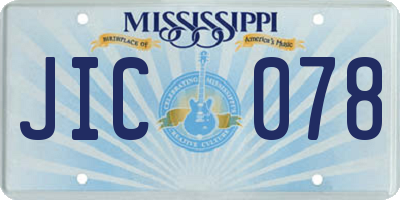 MS license plate JIC078