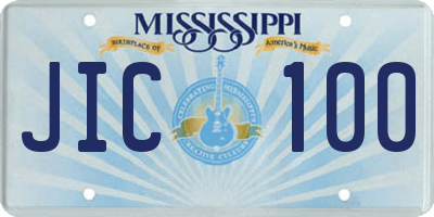 MS license plate JIC100