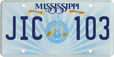 MS license plate JIC103
