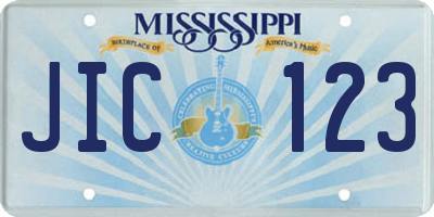 MS license plate JIC123