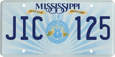 MS license plate JIC125