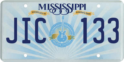 MS license plate JIC133