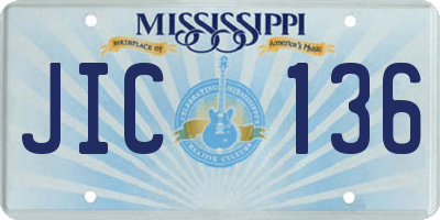 MS license plate JIC136