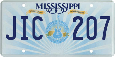 MS license plate JIC207