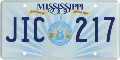 MS license plate JIC217