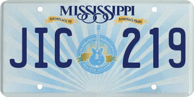 MS license plate JIC219