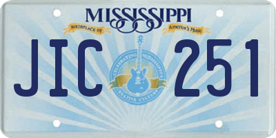 MS license plate JIC251