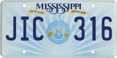 MS license plate JIC316