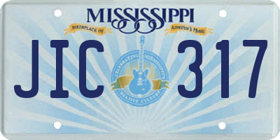 MS license plate JIC317