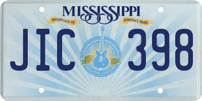 MS license plate JIC398