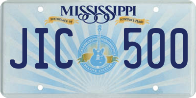 MS license plate JIC500