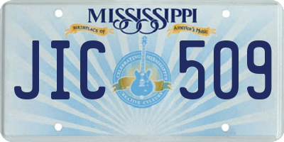 MS license plate JIC509