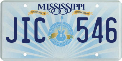 MS license plate JIC546