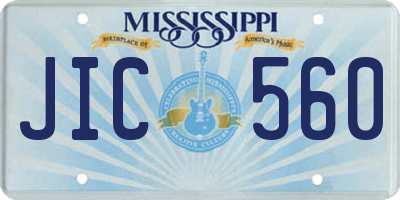 MS license plate JIC560