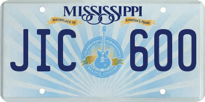 MS license plate JIC600