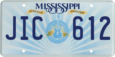MS license plate JIC612