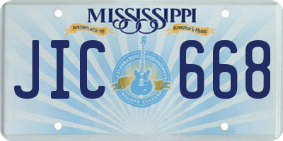 MS license plate JIC668