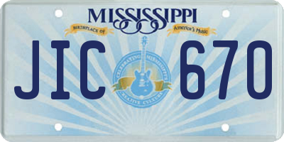 MS license plate JIC670