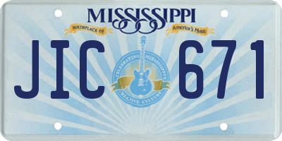 MS license plate JIC671