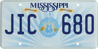 MS license plate JIC680