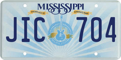 MS license plate JIC704
