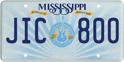 MS license plate JIC800