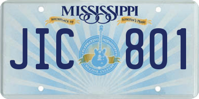MS license plate JIC801