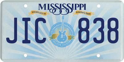 MS license plate JIC838