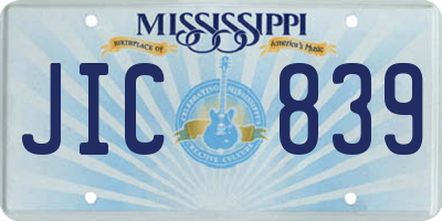 MS license plate JIC839
