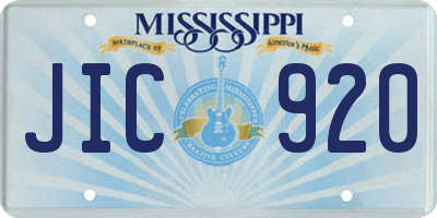 MS license plate JIC920