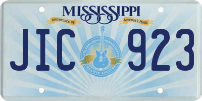 MS license plate JIC923