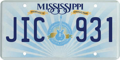 MS license plate JIC931