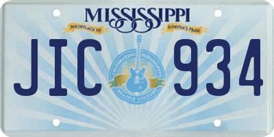 MS license plate JIC934