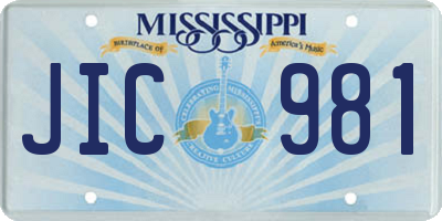 MS license plate JIC981