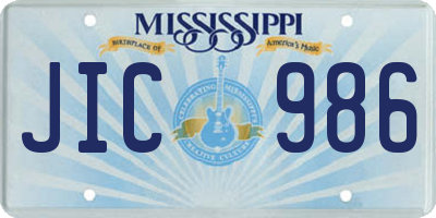 MS license plate JIC986