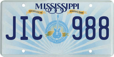 MS license plate JIC988