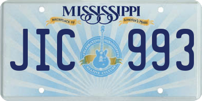 MS license plate JIC993