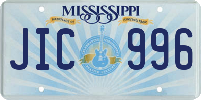 MS license plate JIC996