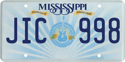 MS license plate JIC998